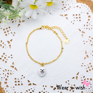 Bracelet / สร้อยข้อมือ : White Pomeranian (Long-Haired) / ปอมเมอเรเนียน ขนยาว สีขาว