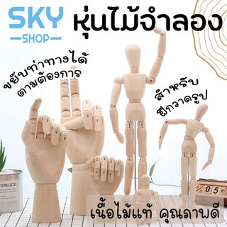 SKY หุ่นไม้จำลอง หุ่นคนจำลอง *มีให้เลือก 2 ขนาด* หุ่นไม้ ขยับได้ ฟิกเกอร์มนุษย์ โมเดลหุ่นไม้ หุ่นไม้สำหรับวาดรูป