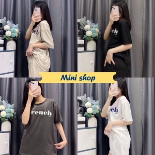 Mini shop🌸พร้อมส่ง🌸 (DX-9521) ชุดเซ็ท เสื้อคอกลมแขนสั้นสีพื้น+กางเกงขาสั้น ลายเสื้อตัวอักษาเท่ๆ 08