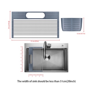 Roll-up Dish Drying Rack Multi-Use Kitchen Drying Rack Over Sink พับผลไม้ผักเนื้อออแกไนเซอร์ถาด Drainer