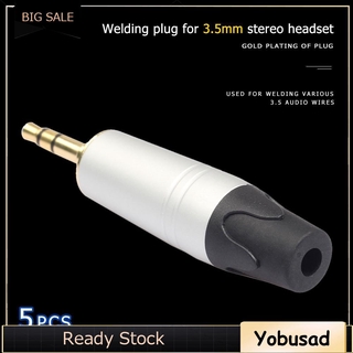 yobusad. 3 pole gold - plated 3 . 5 มม. อุปกรณ์ปลั๊กเสียบแจ็คเชื่อมต่อหูฟัง 5 ชิ้น