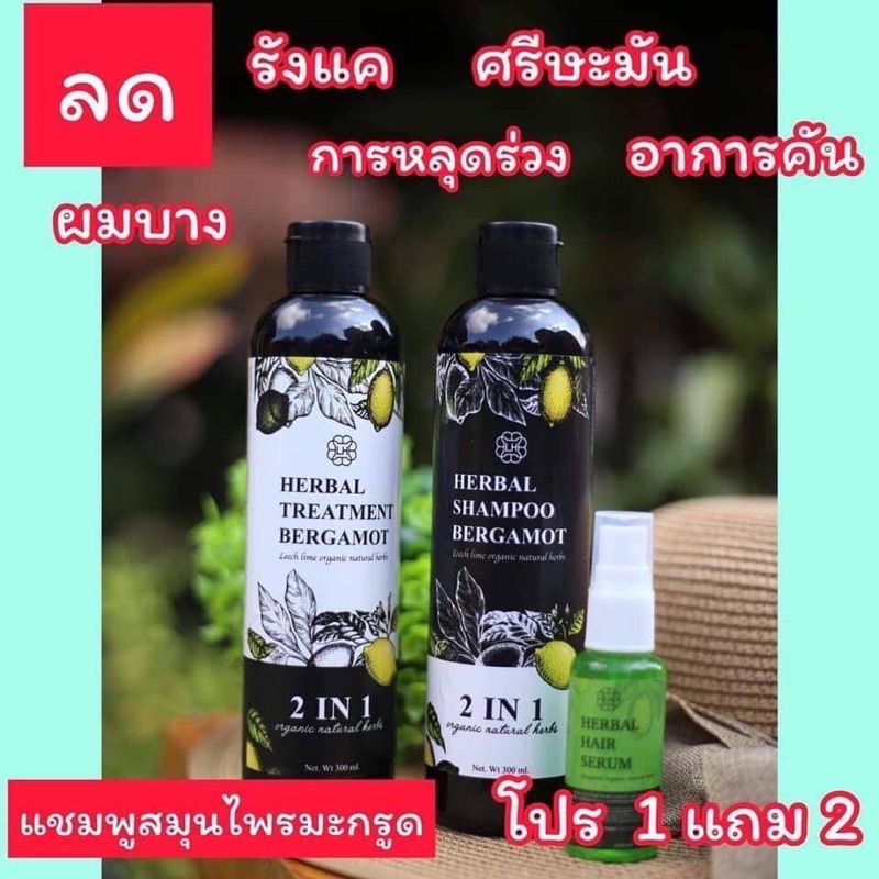 แชมพูมะกรูดซื้อ1แถม2(ได้3ชิ้น)(แชมพู1ครีมนวด1สเปรย์1)