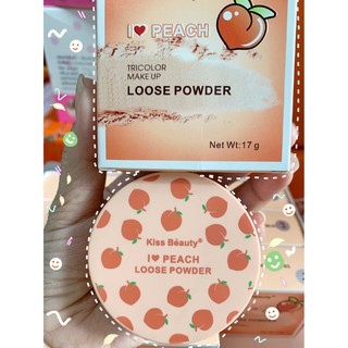 แป้งฝุ่น + พัฟ Kiss Beauty 🍑 มี 3 เฉด สี ในตลับเดียว