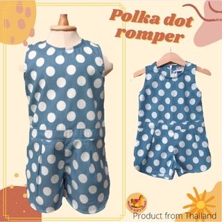 ชุดเด็กผู้หญิง เสื้อแนบติดกับกางเกง ผ้าญี่ปุ่น ลาย Polka Dot