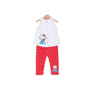 SANRIO เสื้อเบลาส์และกางเกงเลกกิ้งเด็กหญิง Hello Kitty ชุดเครื่องแต่งกายเด็ก เสื้อผ้าเด็กเล็ก เด็กผู้หญิง เด็ก ของเล่น