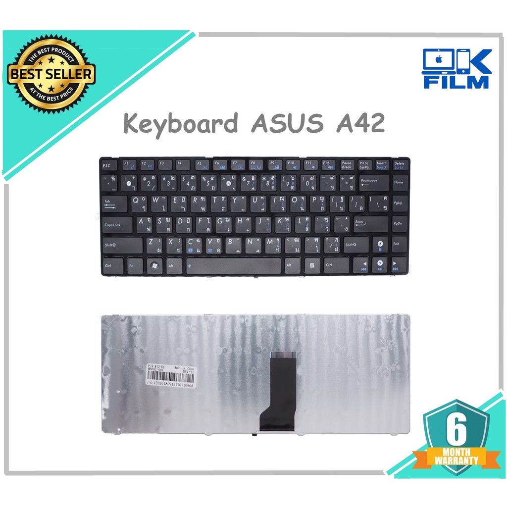 KEYBOARD ASUS คีย์บอร์ด ASUS A42F A42J A42S K42J K43S K43E UL30 U30 ปุ่มห่าง (ไทย-อังกฤษ สีดำ)