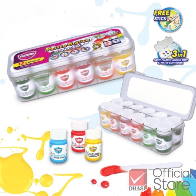 [ใหม่ล่าสุด]สีน้ำ สีโปสเตอร์ มาสเตอร์อาร์ต 6สี/12สี/ซากุระ 6สี รุ่นใหม่ กล่องพลาสติก สีสด MasterArt/Sakura US.Station - รูปที่ 5