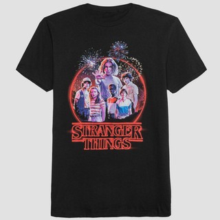 ราคาต่ำสุด!!เสื้อยืดลายกราฟฟิก Stranger Things สำหรับผู้ชายสีดำS-3XL