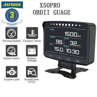 AUTOOL X50 PRO OBD2 LED Head-Up Display HUD,OBD2 มาตรวัดความเร็วรถยนต์ speedometer, OBD Guage, เครื่องวัดอุณหภูมิน้ำและอัตราการสิ้นเปลืองน้ำมัน, การวินิจฉัย EUC,  การตรวจจับและล้างรหัสข้อผิดพลาดของเครื่องยนต์