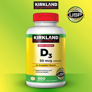 แท้100% พร้อมส่ง (Exp.01/2024) Kirkland D3 50 mcg (2000 IU) 600 Softgels