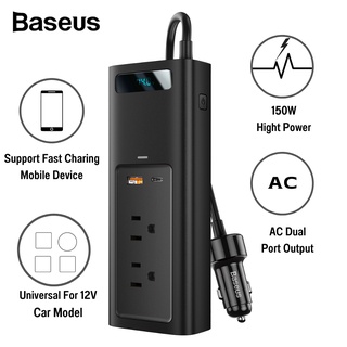 Baseusรถอินเวอร์เตอร์12V DCถึง110V AC 150WอัตโนมัติInversor Type C Fast Chargingปลั๊กไฟในรถ ที่จุดบุหรี่ ปลั๊กพ่วง