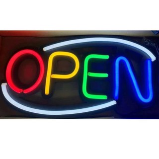 ป้ายไฟ Open ป้ายไฟ Led ป้ายไฟสำเร็จรูป ตัวนูน ขนาด 50*27 ซม. ตกแต่งหน้าร้าน LED SIGN ข้อความ OPEN ทำจาก อะคริลิค