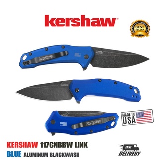 มีดพับ Kershaw 1776 Link NBBW Kershaw Link Drop Point Knife Blue Aluminum (420HC 3.25" BlackWash),1776NBBW มีดพับ มีดพก