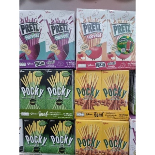 pocky ป็อกกี้ 39 กรัม x 10 กล่อง รส แอปเปิ้ล เผือก ชาเขียว อัลมอนด์ คุ้กกี้ครีม และ บลูเบอร์รี่