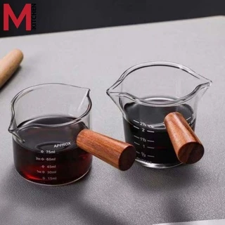 M KITCHEN MB75 แก้วตวงชงกาแฟ ด้ามจับไม้ ขนาด 75ml (A5)