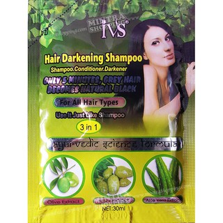 แชมพูย้อมผม IVS สูตร 3in1 สมุนไพรเปลี่ยนสีผม ปิดผมขาว - สีดำ Black Hair Darkening Shampoo