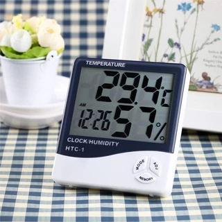 เครื่องวัดอุณหภูมิความชื้นแบบดิจิตอล LCD นาฬิกาวัดอุณหภูมิความชื้นอุณหภูมิอิเล็กทรอนิกส์ในร่มกลางแจ้ง สถานีอากาศนาฬิกาแข