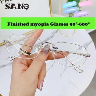 【Finished Myopia Glasses 0 -400】แว่นสายตาสั้นไร้กรอบสําหรับผู้หญิงและผู้ชายสายตาสั้นสไตล์เกาหลี