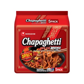 นงชิมจาจังมยอนจาปาเก็ตตี้บะหมี่กึ่งสำเร็จรูปรสเผ็ด 137กรัมx 5 ซอง Nongshim Chapagetti Noodle Spicy 137g x 5 Packs