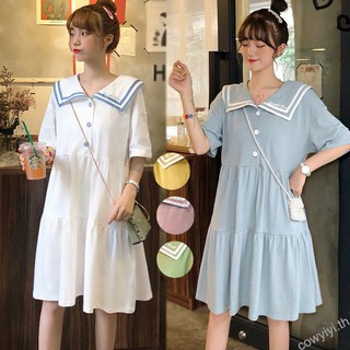 เดรส S-2XL เกาหลีใต้ หวาน เดรสแขนสั้น แฟน นักเรียน ประกบกัน ลำลอง แต่งตัว dresses