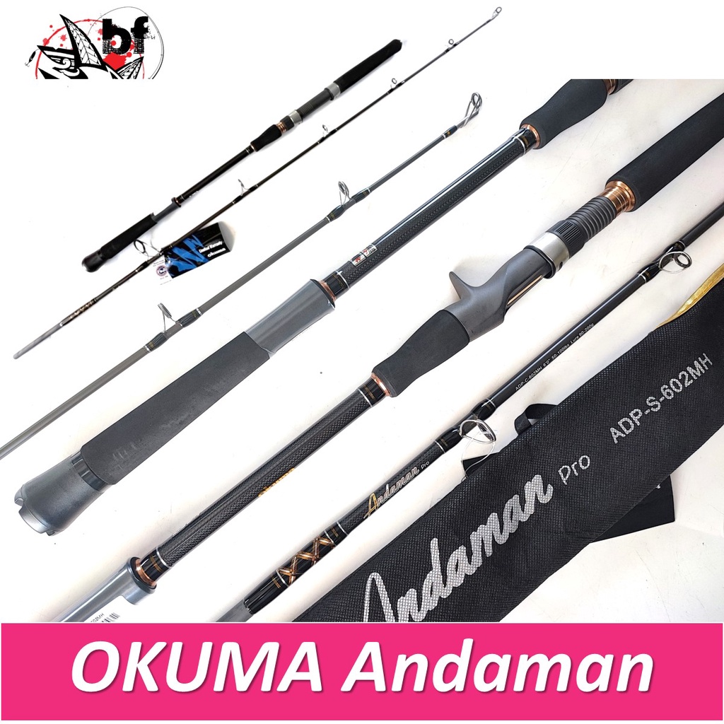 new 2020 !!! คัน okuma andaman pro เบส/สปิน ฟุต 2 ท่อน ต่อโคน pe 3-6 ไกด์ fuji รีซีท fuji