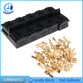 ฐานรีเลย์ 30A-80Amp 5 Pin 10 ชิ้น พร้อมขั้วต่อ 50 ชิ้น