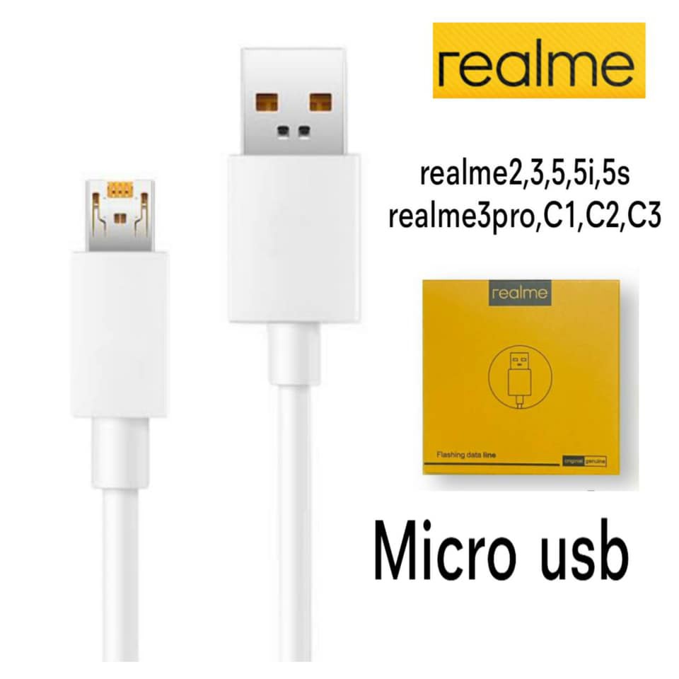 สายชาร์จRealme VOOC USB (Micro Usb) สายชาร์จสำหรับ REALME รองรับการชาร์จด่วน Realme2 Realme3 Realme5 5i 5S 3Pro C1 C2 C3