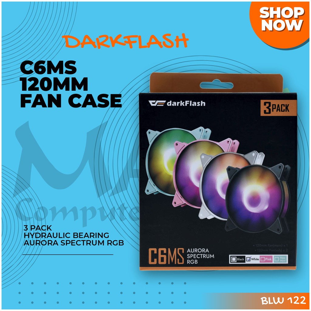 DarkFlash C6MS Aurora Spectrum RGB 3 Pack 120mm Fan Case Fan Casing