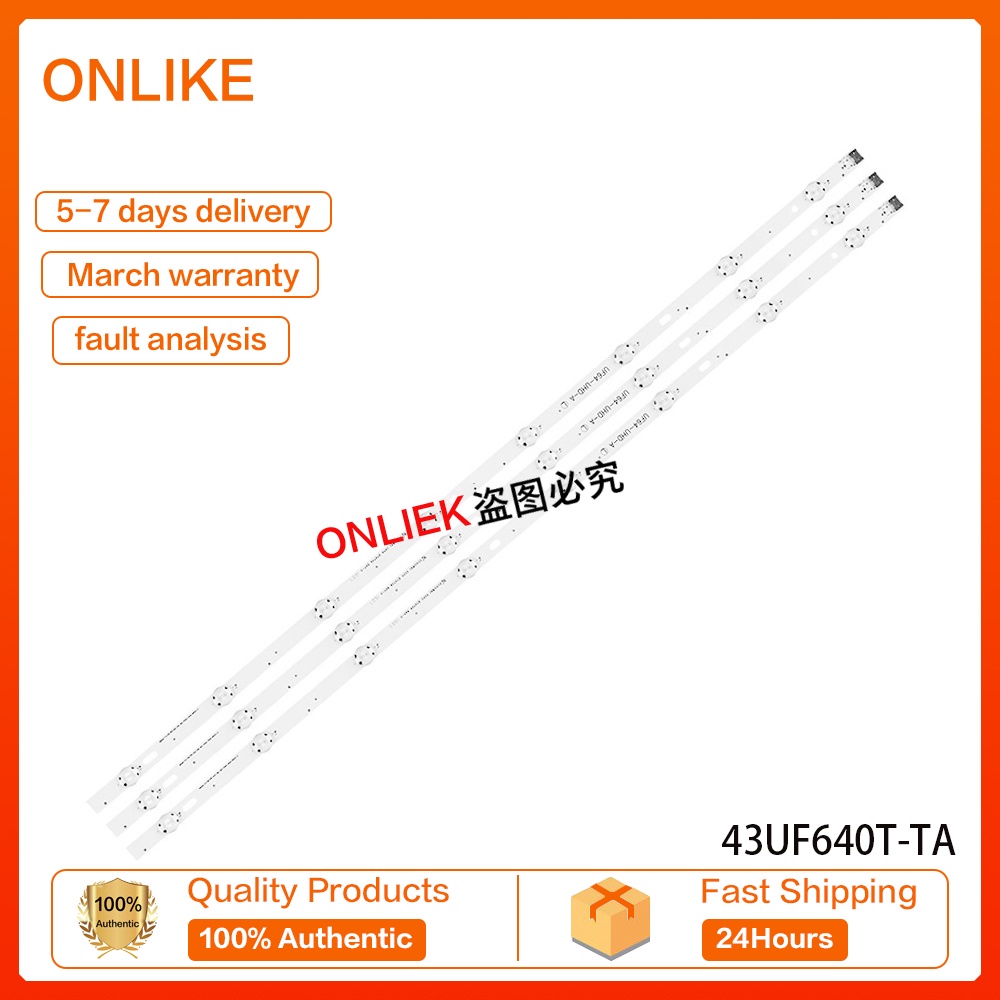 หลอดแบล็คไลท์ ทีวี LG แอลจี 43" 7ดวง 3แถว ยาว 82.8cm รุ่น 43UJ630 43UJ630T 43UJ630T-TA 43UJ652 LED Backlight TV หลอดทีวี