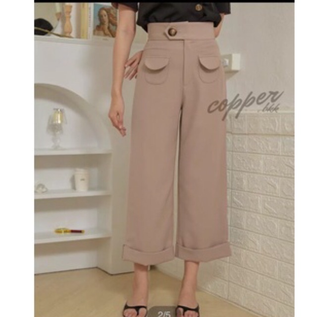 COPPER.BKK Posie Pants สี Ash Brown กับ Peanut butter size M