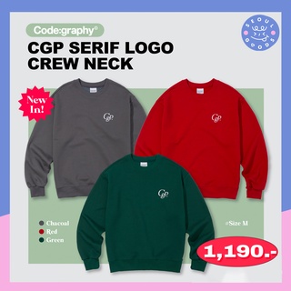 (พร้อมส่ง) เสื้อสเวตเตอร์แขนยาว Code:Graphy - serif logo crew neck