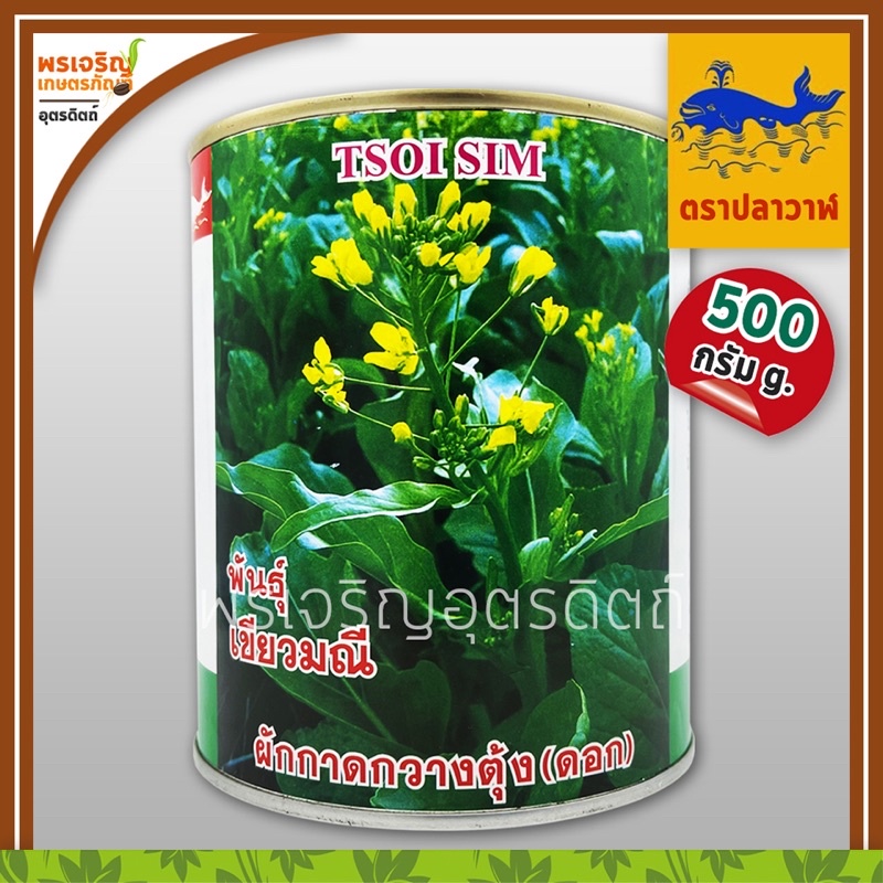 เมล็ดพันธุ์ ผักกาดกวางตุ้ง กวางตุ้งดอกต้นเขียว เขียวมณี (500 กรัม) เมล็ดกวางตุ้งดอก เมล็ดพันธุ์ผักสวนครัว ตราปลาวาฬ