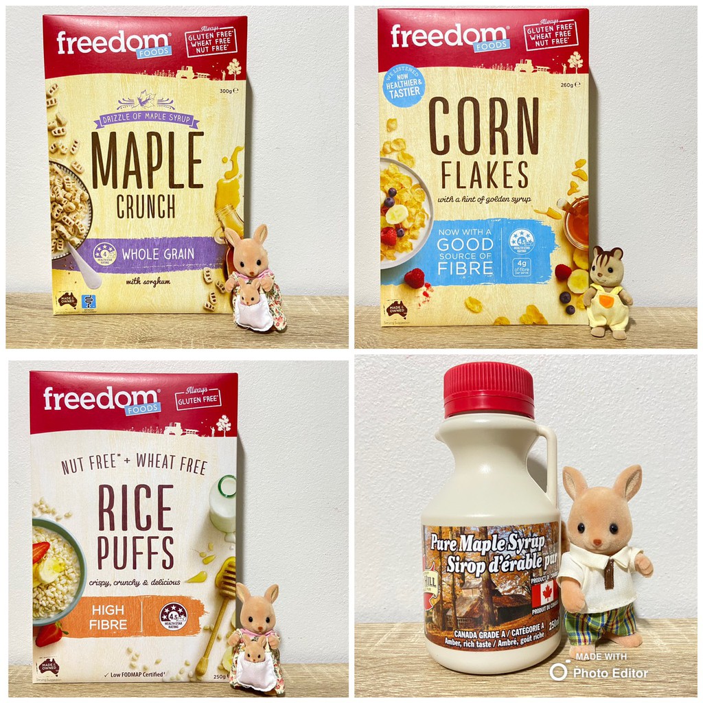 Freedom Foods Rice Puffs Cereal , Corn Flakes Cereal, Maple Crunch Cereal, XO Crunchนำเข้าจาก ออสเตรเลีย Gluten Free