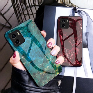 เคสโทรศัพท์กระจกนิรภัยลายหินอ่อนสำหรับ วีโว่ Vivo Y15S Y15A Y15 Y17 Y12 VIVOY15 Y 12 15 17 A S VIVOY15S VIVOY15A V2120 5G Glass Phone Case เคสแข็งสีสันสดใสทนต่อการขีดข่วน ฝาหลังคู่รักกันกระแทกลายหิน