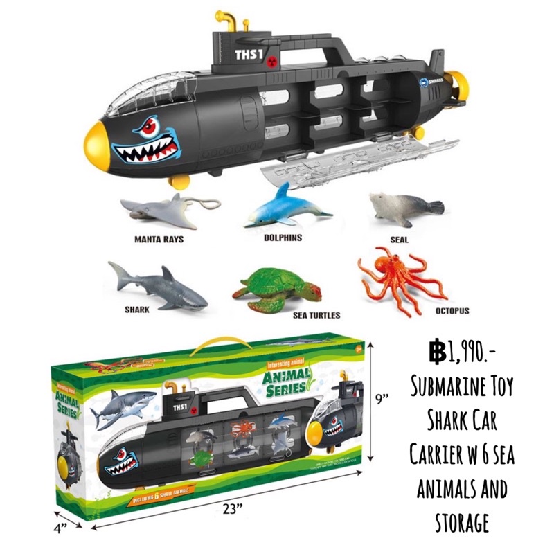 Submarine Toy Shark Car Carrier w 6 sea animals and storage Shopee