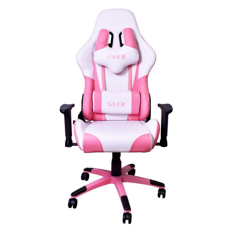 OKER G599 WhitePink Gaming Chair เก้าอี้เกมมิ่ง (รับประกันช่วงล่าง 1 ปี) - สีชมพูขาว