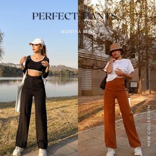 PERFECT PANTS กางเกงผู้หญิงขากระบอก กางเกงเอวสูง ผญ กางเกงขากระบอกใหญ่