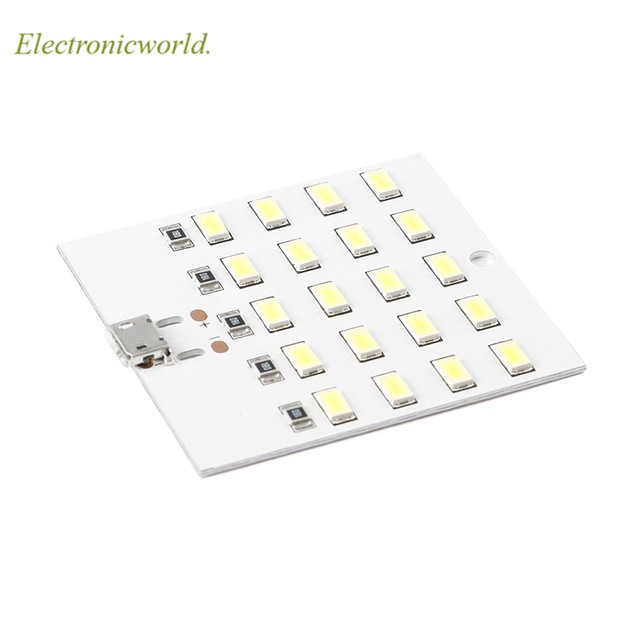 โคมไฟฉุกเฉิน 5730 smd 5V 430mA~470mA Mirco USB 5730 LED สีขาว 1 ชิ้น