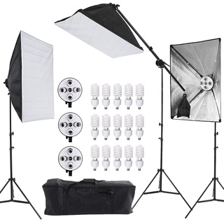 ชุดไฟStudio 5 Bulb With Softbox 50×70 SET w/ light stand+45w bulb