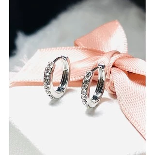 ✅ราคา1คู่ ของแท้งานเกาหลี💯%ต่างหูห่วงคริสตัลสวารอฟสกี้งานเกาหลี ใส่ไม่ลอก ไม่ดำ มี 2 สี สีเงิน สีทอง เพชรสวยเงางามมาก