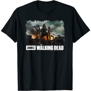 tshirtเสื้อยืดคอกลมฤดูร้อนเสื้อยืดลําลอง แขนสั้น พิมพ์ลาย The Walking Dead All Out War ขนาดใหญ่ เหมาะกับของขวัญวันพ่อ สํ