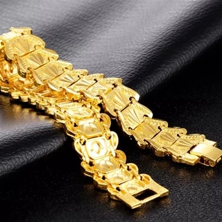 [Z H Jewelry] สร้อยข้อมือสเตนเลส ทอง 18K สไตล์ฮิปฮอป ร็อค เรโทร เครื่องประดับแฟชั่น สําหรับผู้ชาย