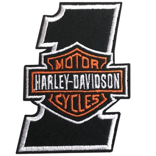 อาร์มติดเสื้อปักลาย HARLEY เลข1 โลโก้HARLEY อาร์มฮาเล่ย์ /Size 8*6cm ติดเสื้อ ติดหมวก งานปักระเอียด No.P7Aa52-