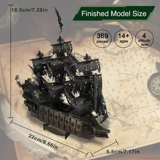 Piececool จิ๊กซอว์โลหะ 3 มิติสำหรับผู้ใหญ่ - ชุดสร้างโมเดล Flying Dutchman ของขวัญเรือโจรสลัดสำหรับเด็ก