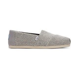 TOMS รองเท้าลำลองผู้หญิง สลิปออน รุ่น Alpargata Drizzle Grey XL Herringbone (B) รองเท้าลิขสิทธิ์แท้