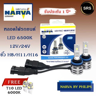 หลอดไฟหน้ารถยนต์  NARVA LED  H8H11H16  6500K (12V / 24V) แถม T10 led CTR