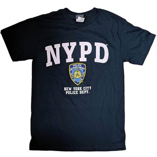 เสื้อยืดคอกลมcrew neckโรงงาน nyc nypd พร้อมโลโก้และโล่พิมพ์เสื้อยืดน้ำเงินแขนสั้นกีฬา oversize คลาสสิกเสื้อยืดผู้ชายวันพ