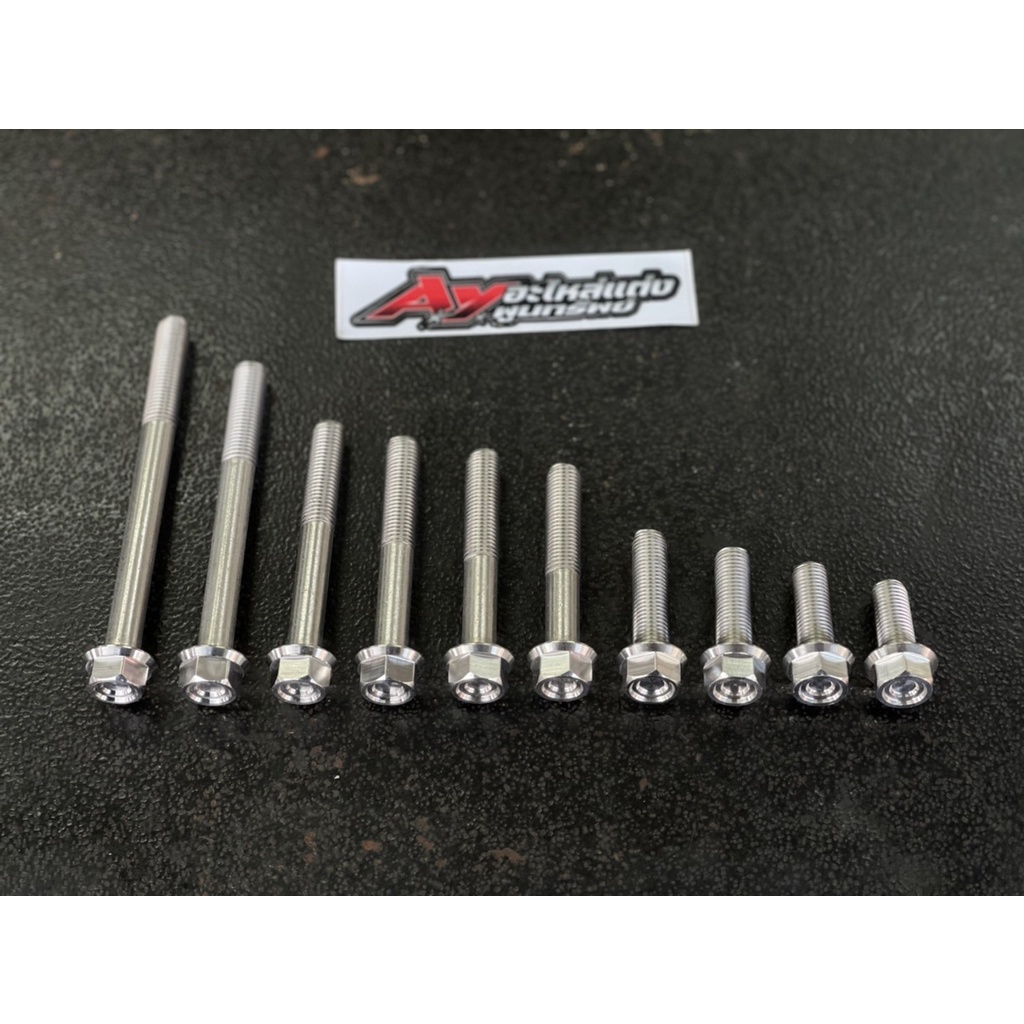 น็อตเลสเบอร์14(M10) 10x25-10x110 สแตนเลสแท้ หัวเหลี่ยมกลึงมือ งานเฮงสกรู(ราคาต่อ1ตัว)