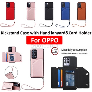 เคสโทรศัพท์มือถือหนัง กันกระแทก พร้อมช่องใส่บัตร 3 ช่อง ตั้งได้ สําหรับ Oppo Reno 7 Pro 5G Reno6 Pro+ K9 Realme 8 Pro V13 X7 Pro Ultra F17