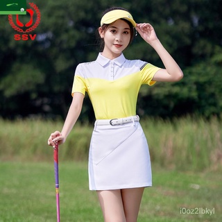 ชุดกอล์ฟชุดผู้หญิงเสื้อแขนสั้นกระโปรงสั้นGOLFpoloเสื้อคอปกกีฬาสไตล์เกาหลีเข้ารูประบายอากาศ JCOY